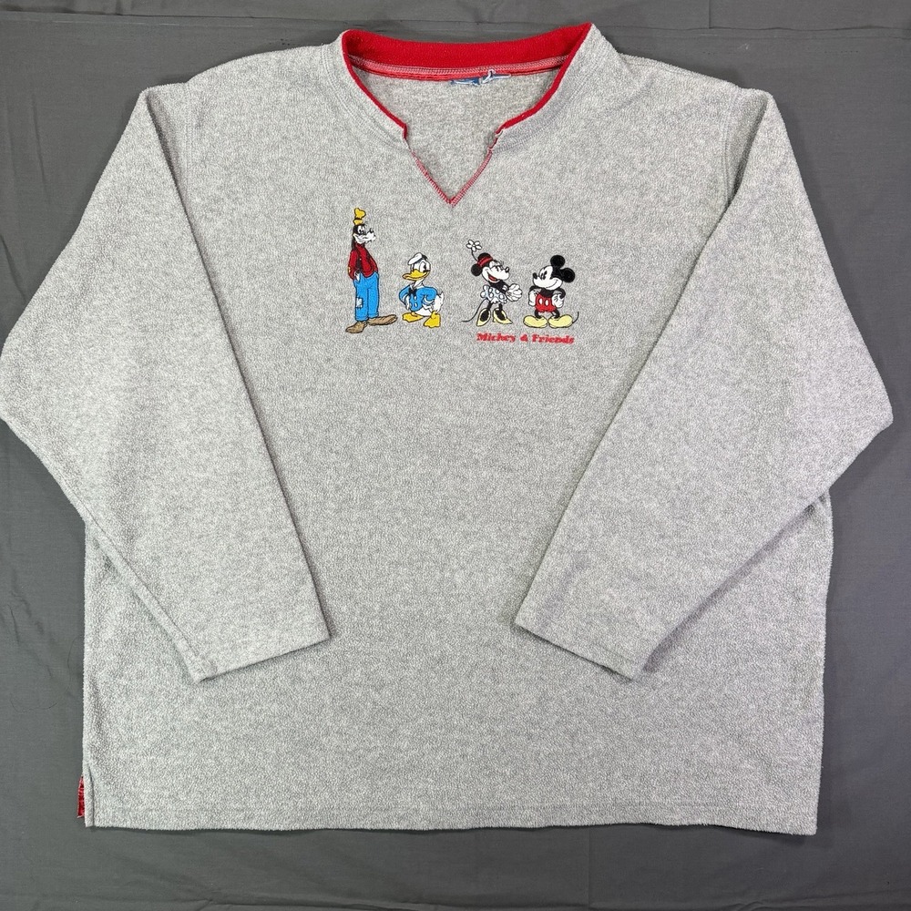 Vintage Disney Mickey & Friends Women's Size 2XL Gray Fleece Pullover Shirt